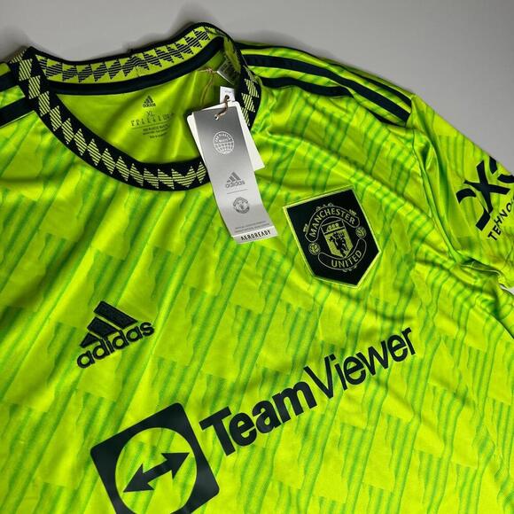 Adidas Manchester United 2022/23 Third Jersey HE2981 XL Neon Green Soccer NWT - Picture 6 of 8